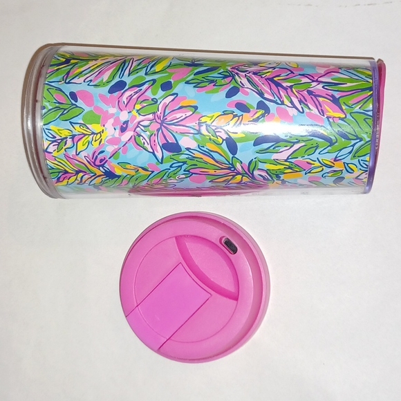 Lilly Pulitzer Hot Spot multi print Fall 2014 pink lid 16 oz Travel Cup - Picture 12 of 17